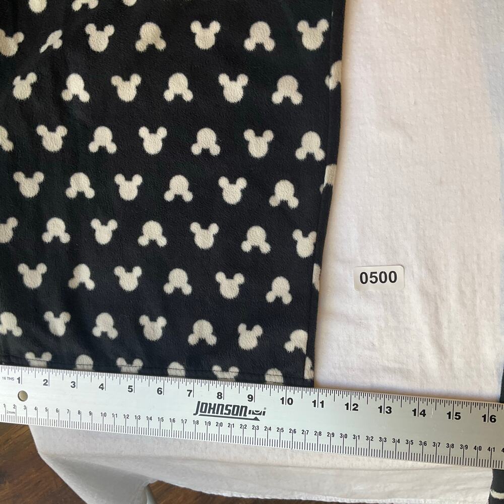 Disney Women Fleece Pants size L Black with White MickeyMouse Logo Elastic Waist - Picture 6 of 9
